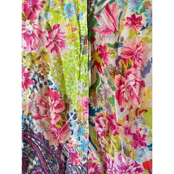 JOHNNY WAS Floral Paisley Button-Up Shirt Size Large Soft Brushed EUC Bohemian - Picture 10 of 12